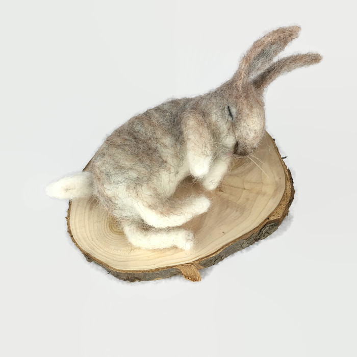 Sleeping bunny needle felted model sculpture - Folksy