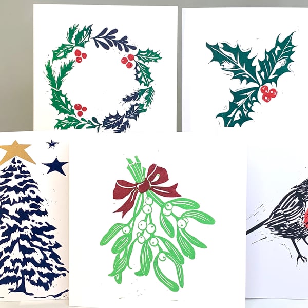 Handprinted Christmas cards