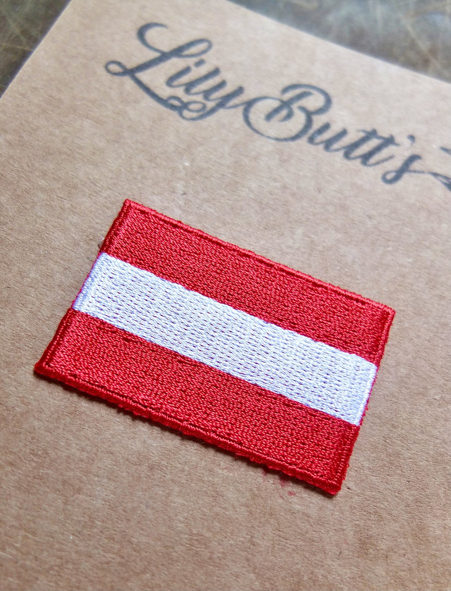 Embroidered Flag - Austria Iron on Patch 3.5cm x 5cm