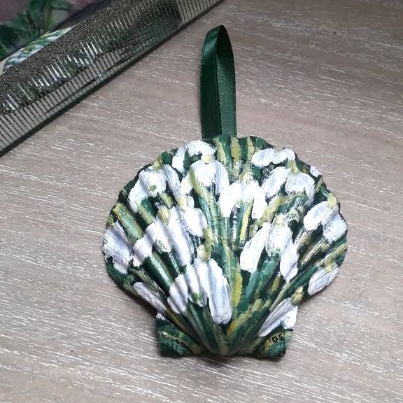 Snowdrops handpainted shell wall art.  