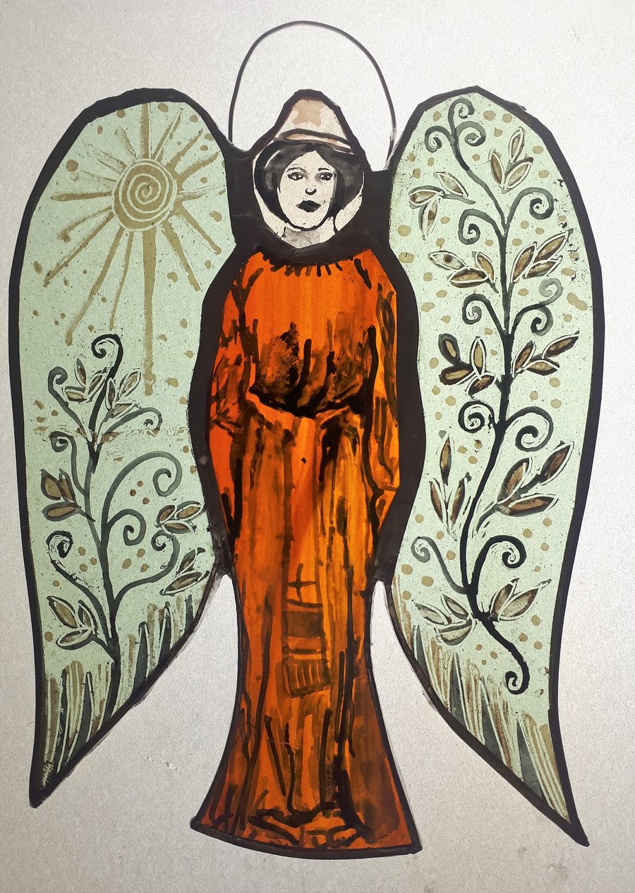 Contemporary Stained Glass - Gardian Angel of the Garden