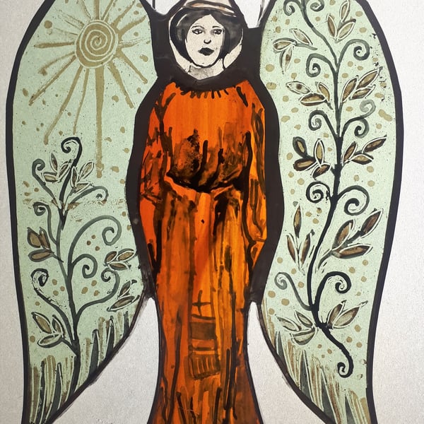 Contemporary Stained Glass - Gardian Angel of the Garden