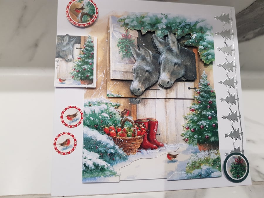 Donkey stable Christmas card