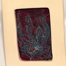 Mini turquoise & pink abstract embroidery in porcelain frame