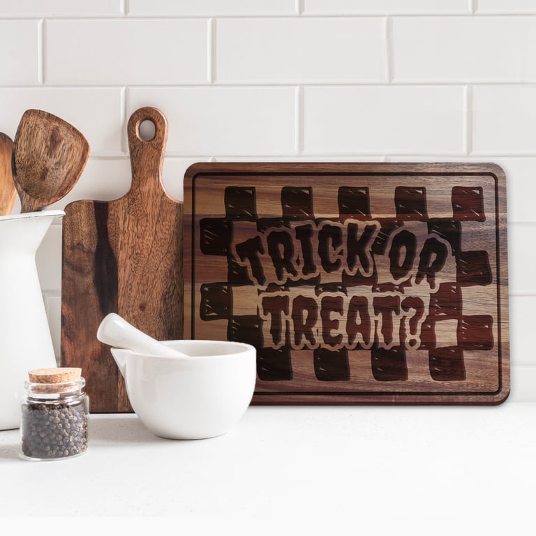 Trick or Treat Chopping Board - 02: Halloween Kitchen Decor, Spooky Season Gift 