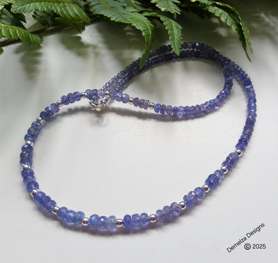 Designer AA Grade 55ct Genuine Tanzanite Sterling Silver Necklace 