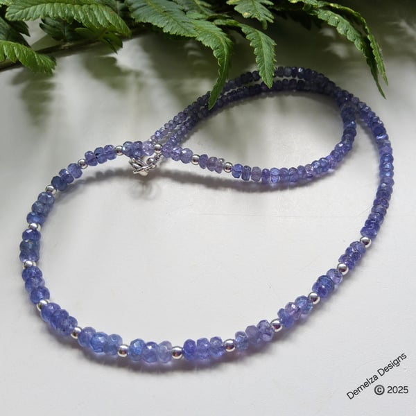 Designer AA Grade 55ct Genuine Tanzanite Sterling Silver Necklace 