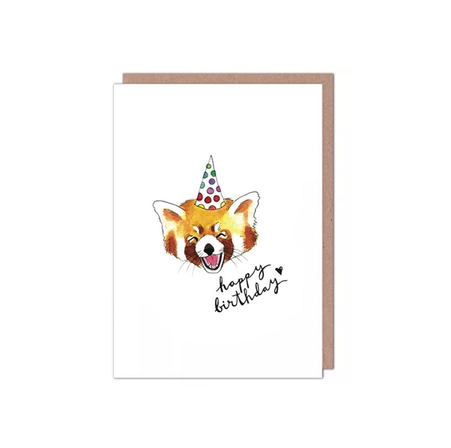 Image of Red Panda Birthday Card