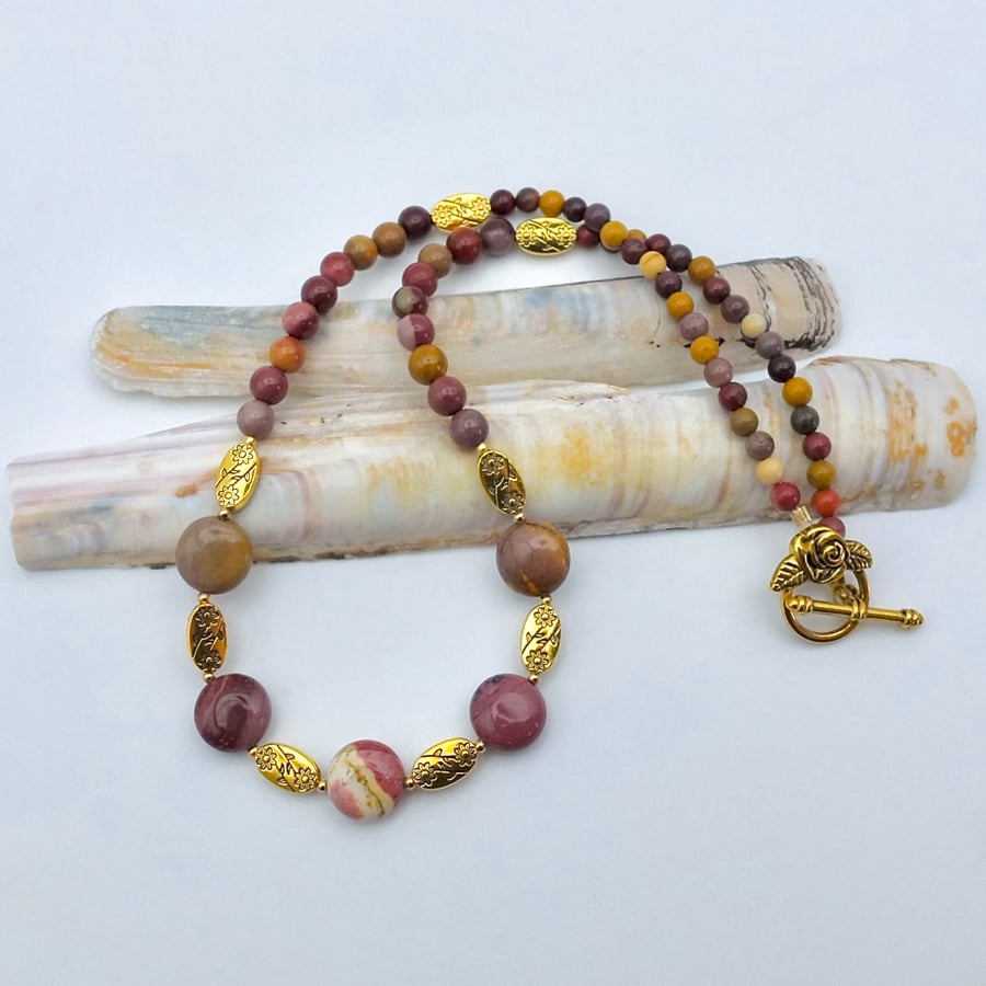 Mookaite Jasper Beaded Necklace, Birthday Present, Anniversary, Gifts For Her