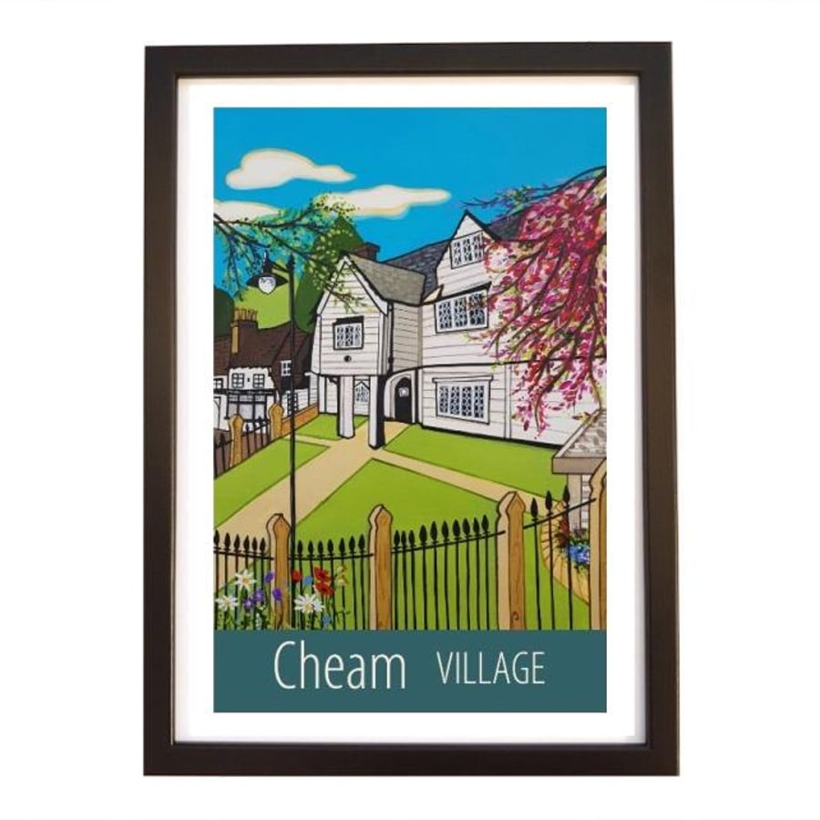 Cheam Village travel poster print by Susie West