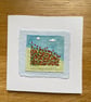 Hand embroidered poppy field card