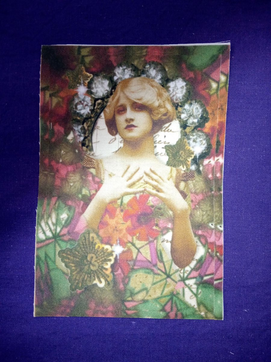 Fabric panel kaleidoscope lady  iron on sew on textile artists sewing embroidery