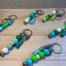 Silicone Beaded keyring in Spring Colours