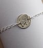 Pig Engraved Sterling Silver Coin Bracelet