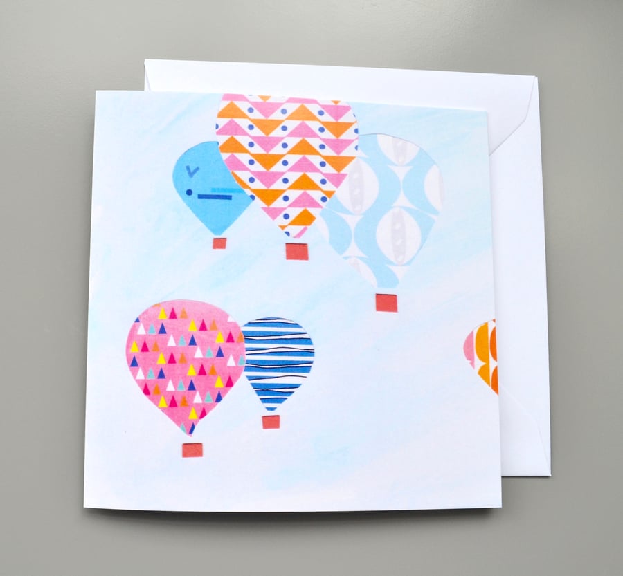 Colourful Hot Air Balloons blank card