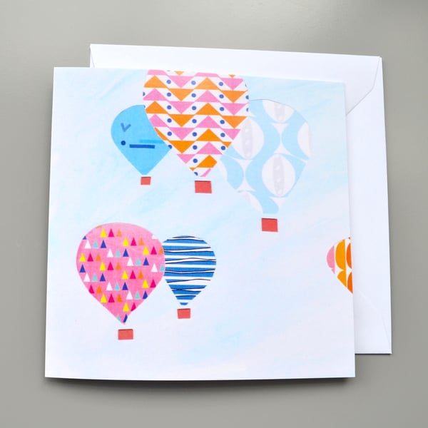 Colourful Hot Air Balloons blank card