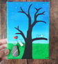Pebble, sea glass and sea pottery canvas art "FAMILY"  - Image 6