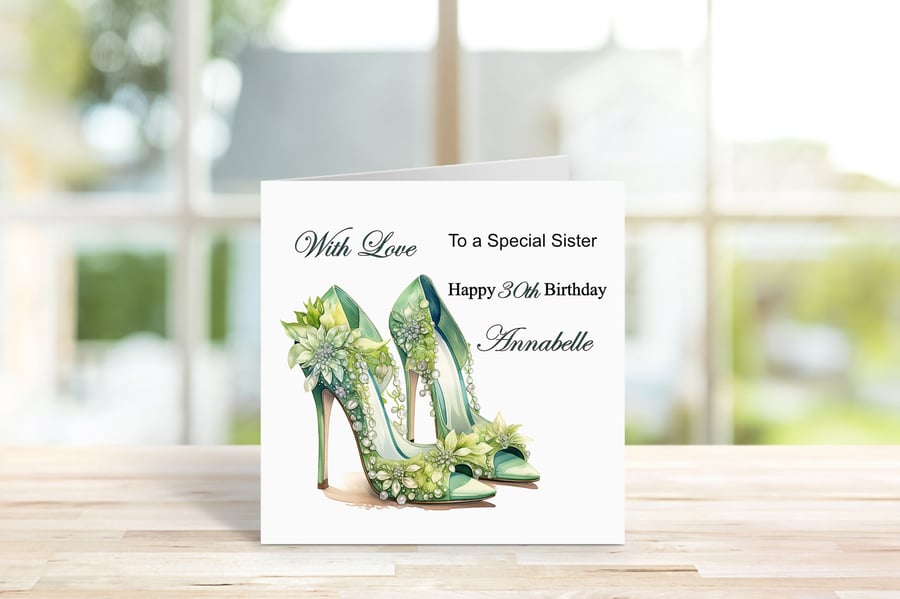 Personalised Elegant High Heels Printed Greeting Card. Design 10