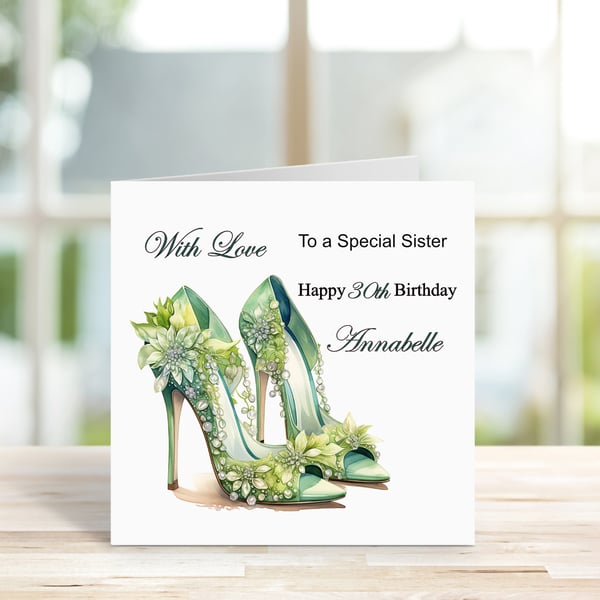 Personalised Elegant High Heels Printed Greeting Card. Design 10