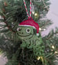 Embroidered hanging Chameleon for the christmas tree, fun playful decoration - Image 2
