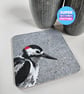 'Peeking' Woodpecker coaster, garden bird mat, Super Seconds Festival