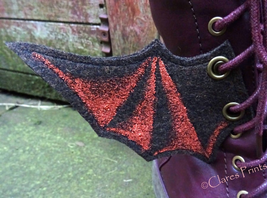 Steampunk Fabric Boot Wings Bat Wings Brown Copper Cosplay