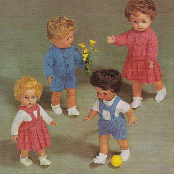 VINTAGE KNITTING PATTERN Dolls Three Piece Set