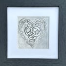 Roses in a heart pewter picture