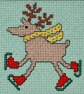 Handmade Cross-Stitch Christmas Card – Ice Skating Reindeer - Image 4