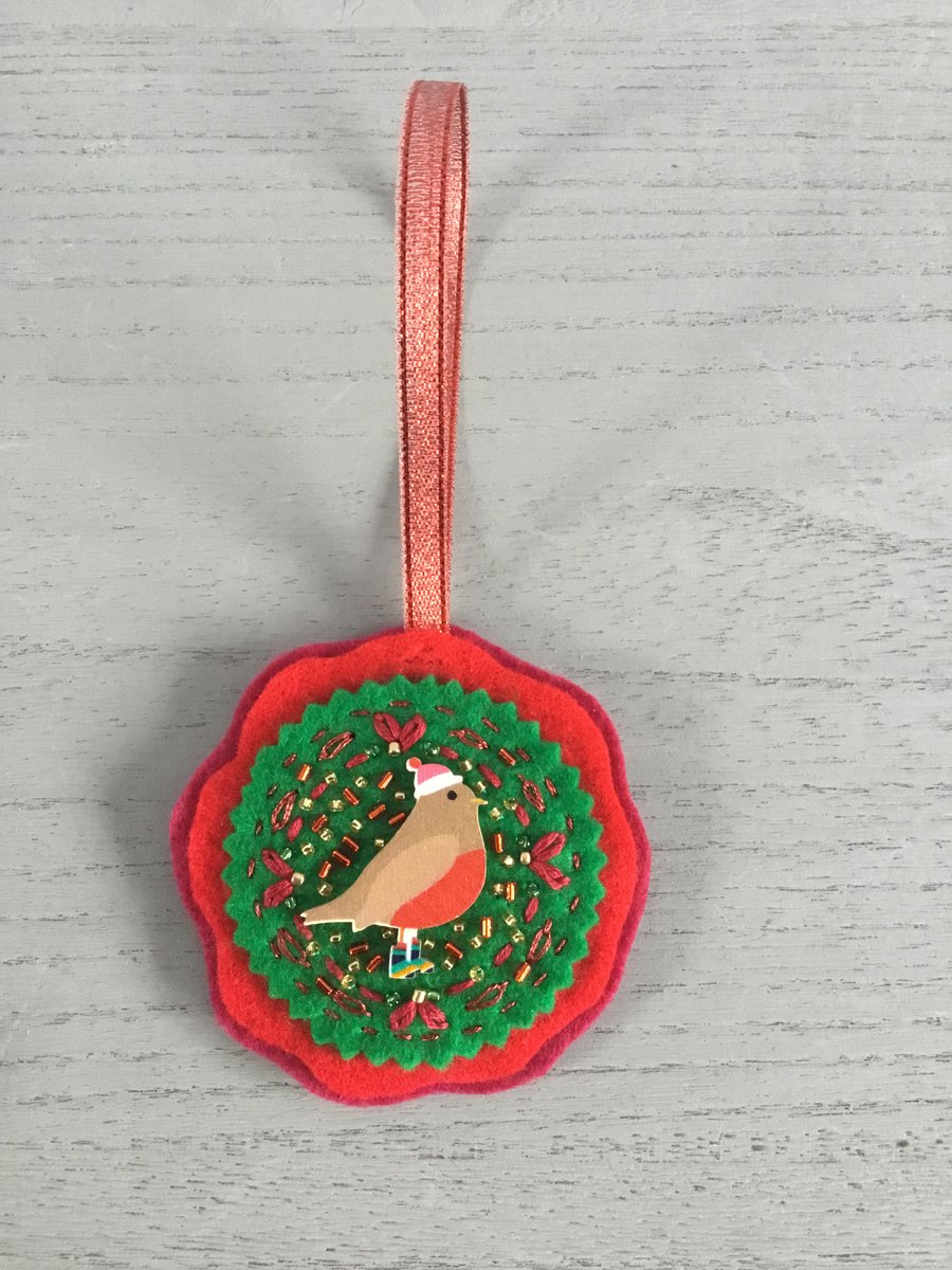 Christmas Robin Hanging Decoration 