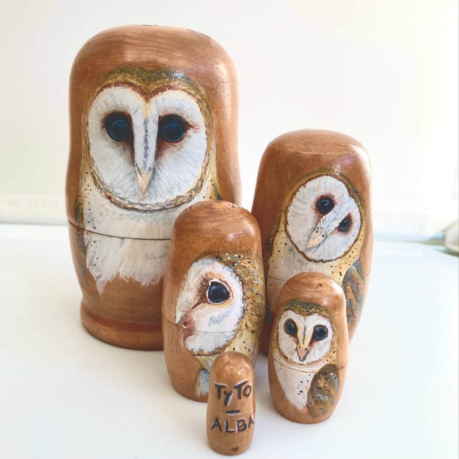Barn Owl nesting doll set