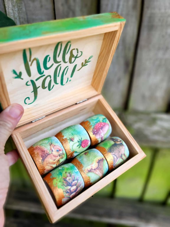 Handmade Autumn Woodland Napkin Rings – Forest Animal Set with Copper Edging