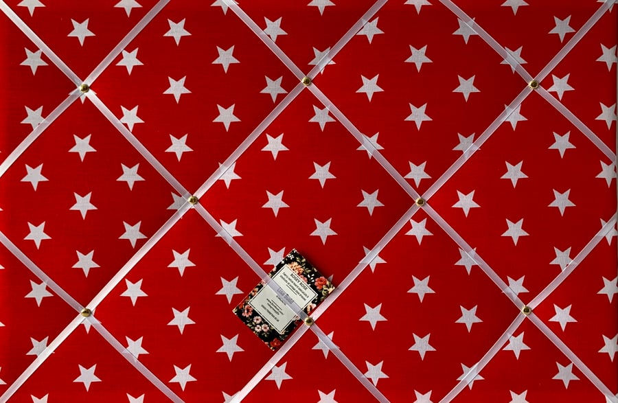 Handmade Bespoke Memo Notice Board With Red & White Star Fabric