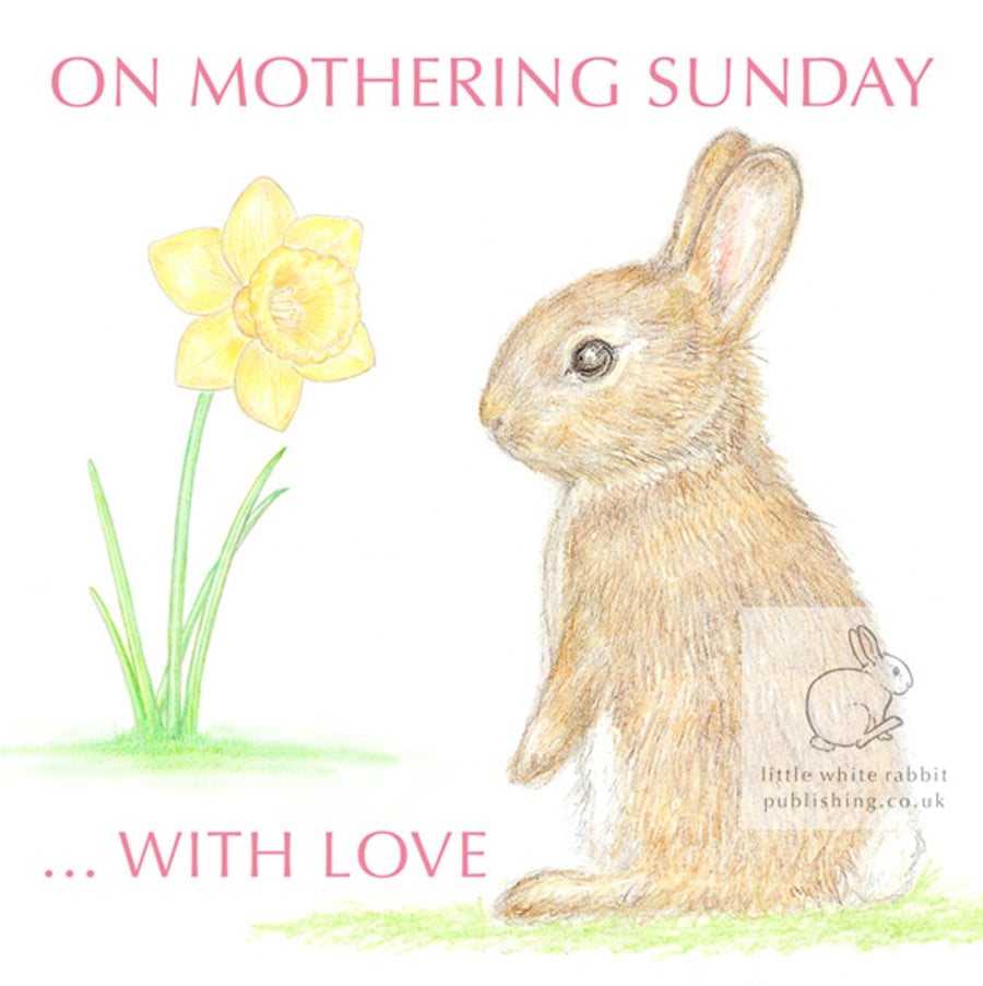 Little Wild Rabbit and a Daffodil - Mother's Day Card