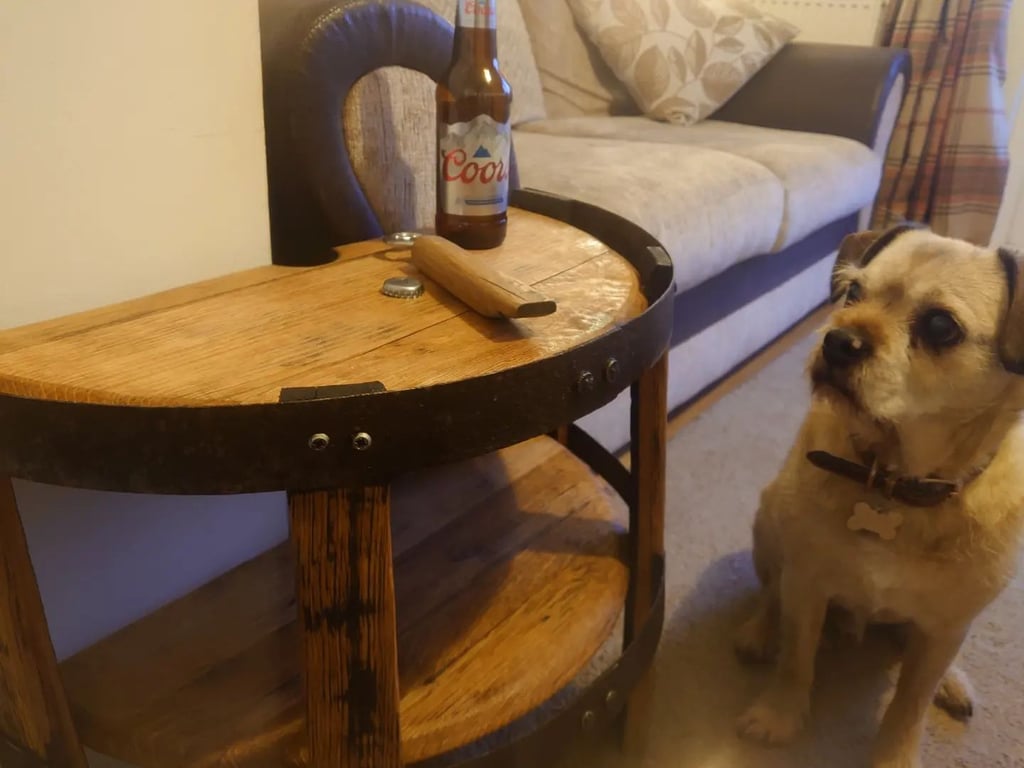 Whiskey Barrel Half Lid End Table