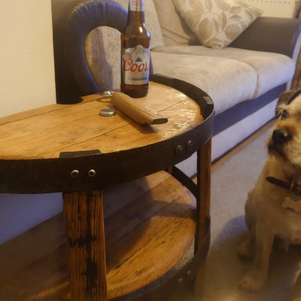 Whiskey Barrel Half Lid End Table