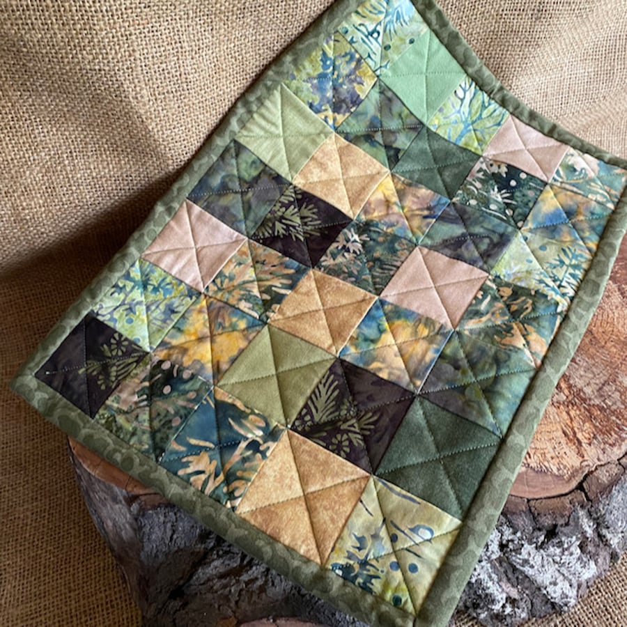 Green Patchwork Hot Water Bottle Cover