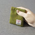 Harris tweed purse moss green pocket change pouch flex top coin purse
