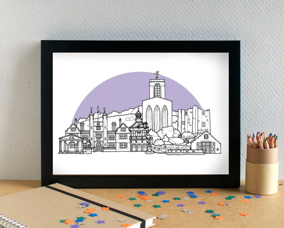 Guildford Landmarks Skyline Art Print