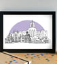 Guildford Landmarks Skyline Art Print - Image 1