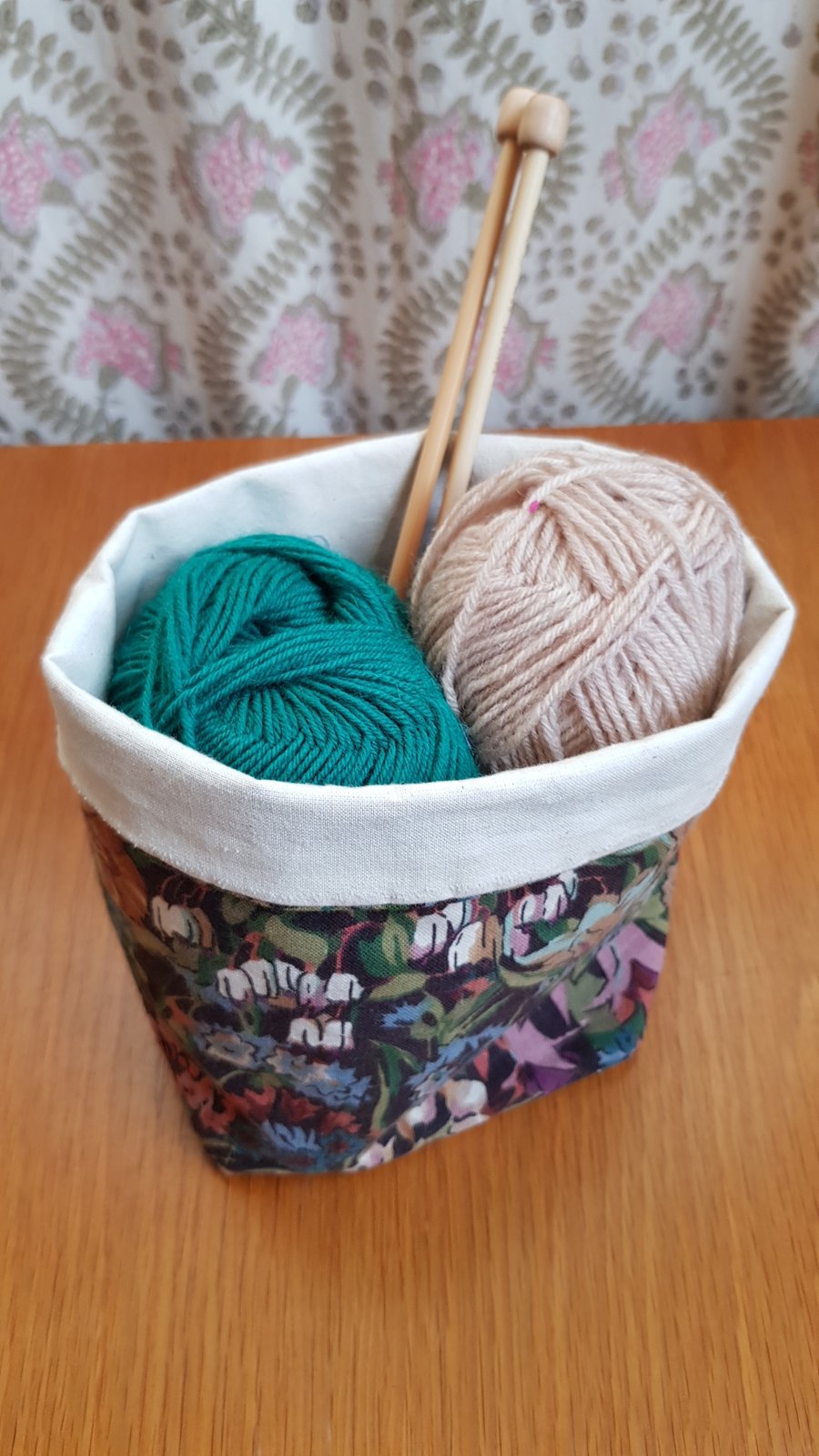 Fabric storage basket: vintage Liiberty print with calico lining