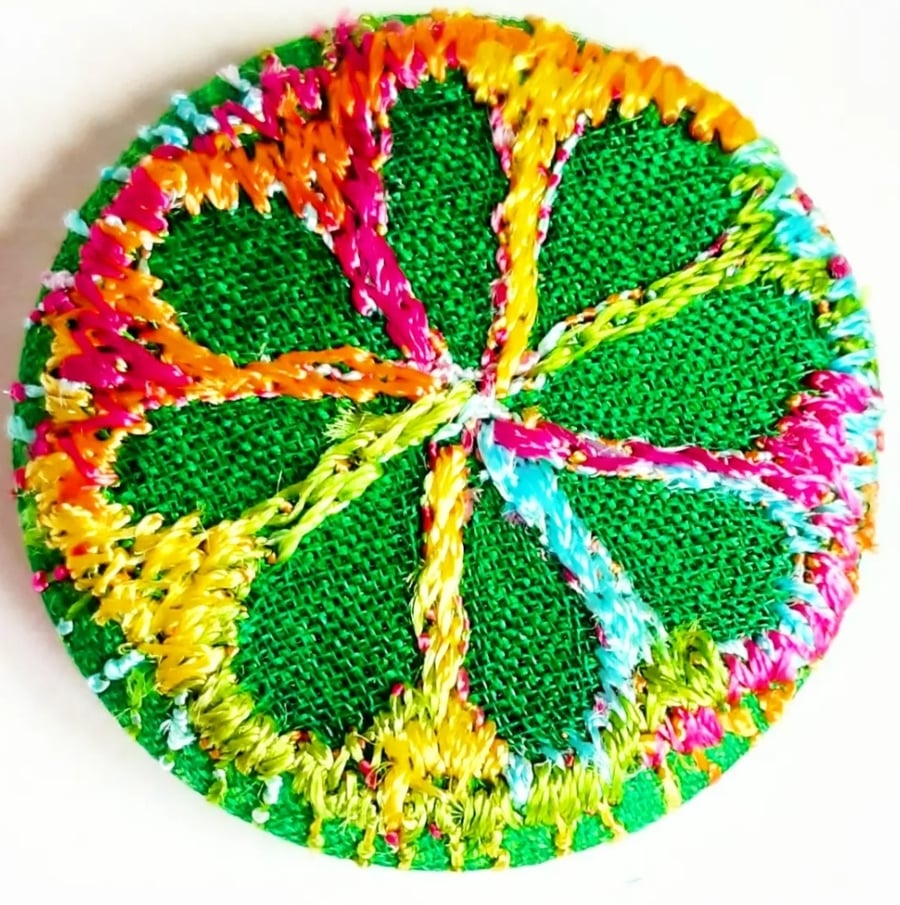 Buttons 1 inch button Hand Dyed Silks and Cottons Free Machine Embroidery Button