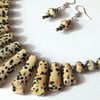 Dalmatian Jasper Necklace & Earrings Gift Set Spotted Gemstone Tapered