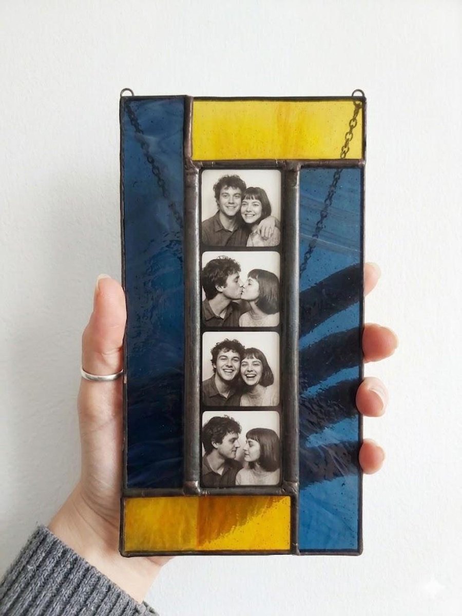 Custom Stained Glass Photo Booth Frame, Handmade Hanging Decor
