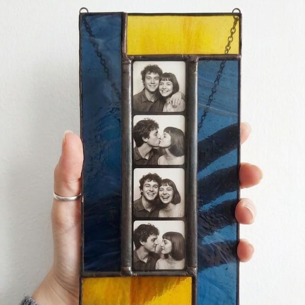 Custom Stained Glass Photo Booth Frame, Handmade Hanging Decor