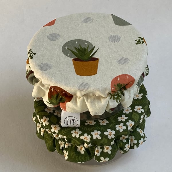 Small bowl covers for dips. Set of two. Olive greens