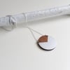 Circle Necklace in Walnut Wood and Silver with Long Chain