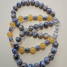 Handmade Lace Malachite and Yellow Jade bracelet 
