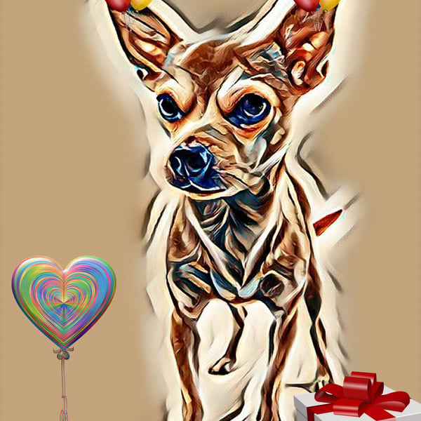 Happy Birthday Chihuahua Dog A5 Blank Card.