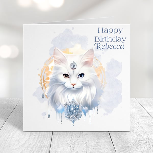 Personalised Fantasy Cats Birthday Card Design 6